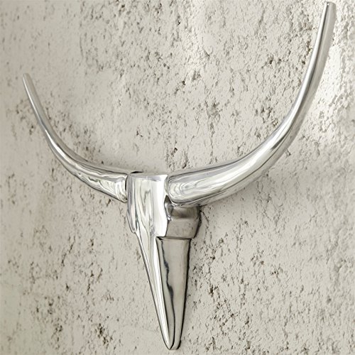 ALU STIER HÖRNER „TAUREAU“ deko geweih wandbild jagdtrophäe silber 75 cm von Xtradefactroy - 4