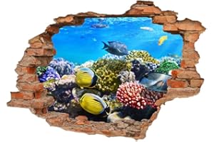 SIYSE Vista de la ventana 3D Etiqueta de la pared de la ventana falsa Calcomanías murales extraíbles Vinilo Arte Paisaje Playa Océano Decoración de la sala de estar Habitación infantil -C_50 * 70cm