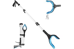 Foydream 110cm Pinza Raccogli Oggetti, Pinza Telescopica con Punta Magnetica, 360° Testa Rotante, Pinza Raccogli Rifiuti Pieghevole per Materno, Anziani e Disabili, Blu
