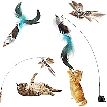 Giocattolo Per Gatti Con Piume - 2 Canne Retrattili E 10 Ricariche Per Divertimento Infinito - Foto 7