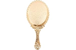 CUTITIUU Golden Rose Cosmetic Mirror,Vintage Handspiegel antiker Stil Spiegel,Vintage Floral Mirror Large Electroplated Rose Handheld Mirror,Portable Cosmetic Mirror,Hand Mirror,Vintage Hand Mirror (Gold)
