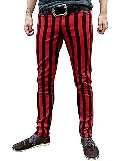black pants red stripe men
