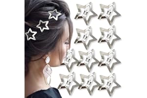 RUIYDZ 10 Stück Silber Stern Haarspangen Damen Haarklammer Klein Star Hair Clips Hair Accessories Women Silver Hair Clip Haarspange Silber Sterne Haarclips Haarklammern Mädchen Haarschmuck Metall Haarklemmen
