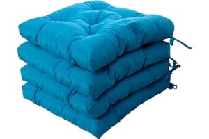 Viste tu hogar Pack 4 Cojines para Silla, 45x45x5 CM, Efecto Tridimensional, Relleno de 100% Poliéster, Ideal para la Decoración de Cocina y Sala, Color Azul Claro, Fabricado en España