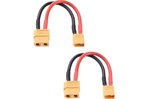 Lyeteung 2 ST XT60 till XT30 Adapter, XT60 Hona till XT30 Hane Kontakt, med 10cm 14AWG Silikonkabel, för RC LiPo Batteri