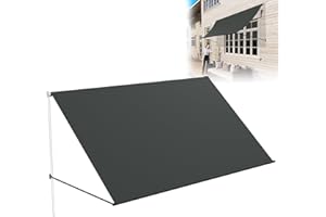 LZQ Store de balcon 400 x 143 cm, ombrage avec protection UV, tissu polyester 180 g/m², cadre en aluminium, store de balcon rétractable, étanche, anthracite