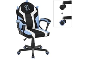 WOLTU Sedia da gioco per bambini, sedia da scrivania ergonomica per bambini con schienale e braccioli, con ruote alternative ponderate, superficie in tessuto a rete, motivo Dinosauro
