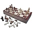 WINZZO | 13"X 13" Inch Folding Chess Board, Educational Travel Chess Set with Wooden Chess Coins for Kids and Adults, Indoor/Outdoor | CB115