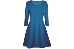 MUSTWEARIT Long Sleeve Flared Dress for Women Casual Formal Plain Skater A-line Swing Midi Dresses for Ladies UK 8-26