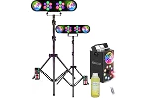 Générique Pack 2 Pieds Éclairages Lumières Projecteurs PAR Astros Mooving Light & Sound LEDBAR-ASTRO-RC - Machine Fumée FOGGY-ASTRO LED Fête Bar Anniversaire Soirée