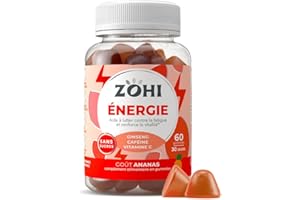 Complément Alimentaire Energie-Gummies aidant à lutter contre la fatigue et renforce la vitalité-Vegan-60 gommes de fruits goût Ananas- Ginseng-Sans Sucres Vegan- ZOHI- Fabriqué en France