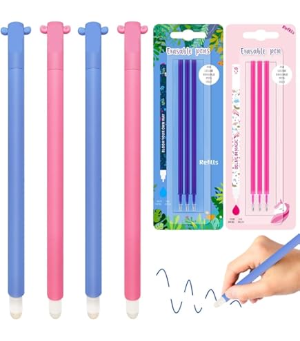 Stylos à Encre Gel Effaçables - Kawaii, Fermeture Eclair En Silicone, Stylo Gel Effaçables 0,7 Mm, Animaux Idéal Pour École Bureau (Dessin Animé 12 Stylos Effaçables