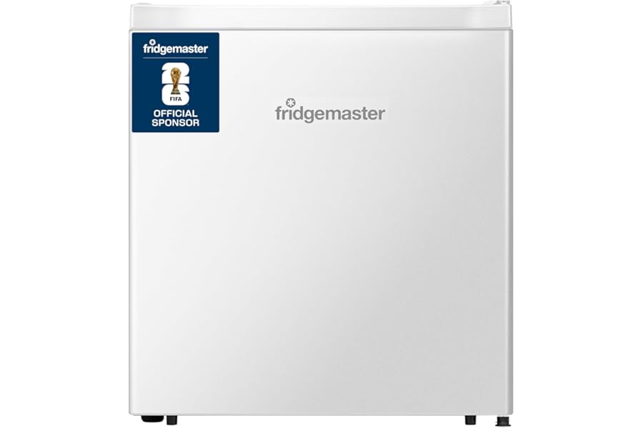 Fridgemaster MUR4545 Small Table Top 45cm Mini Fridge - 45 L - Mechanical Control with Adjustable Thermostat - Reversible Door - 39 dB Low noise - Broad Climate Design - White - E Rated