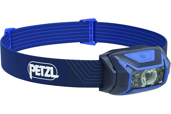 PETZL - Lampe frontale ACTIK - 450 lumens, Bleu, Compact, Livrée avec trois piles AAA/LR03