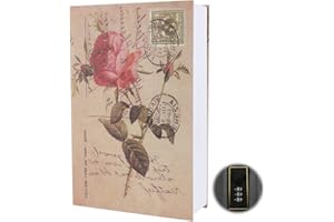 XEERUN Buchtresor mit Zahlenschloss, Book Safe mit Schlüsselschloss, Versteckte Aufbewahrungsbox, Spardose mit Schlüssel für Geld Schmuck Wertvolle Objekte Büro/Hause [Rose Diary Type]