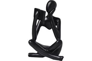 GIGICICI Creative Abstract Reading Book Thinker Bookend for Home Aesthetic,Study,Wine Cabinet-Stylish Shelf Decor Accent and Thoughtful Gift for Living Room,Bar,Coffee Shop Decor Ornaments,Black-Sit-B