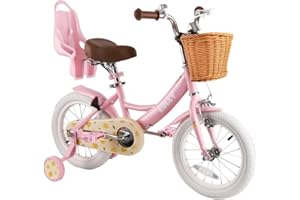 RULLY Vélo Enfant Fruit 12 14 16 Pouces pour Filles de 2 à 7 Ans – avec roulettes, Panier et Siège Poupée