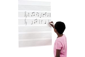 Fuzeau - Tableau de Musique Effaçable à Sec Recto-Verso - Format 86 x 59,5 cm - 6 Portées Imprimées - Verso Vierge - Surface Rigide et Légère - Support Mural Pédagogique Musique - Ref.7534
