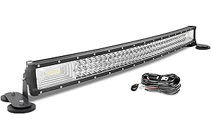 AUXTINGS Barre Lumineuse Courbe à LEDs de 82 cm avec Support magnétique,kit de câblage 12V, Lampe de Travail 405W à Triple rangée de Faisceaux Lumineux pour Voiture Camion SUV 4x4 remorque, 6000K