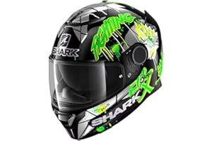 SHARK NC Casco per Moto, Hombre, Negro/Verde, L