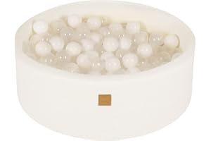 MEOWBABY Bällebad 90x30 Boucle - Bällebad Baby ab 1 Jahr - Bällebad Kinder - Weiches Schaumstoff Ballgrube mit 200 Bällen, Weiß