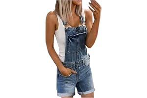 NUSGEAR 2024 Peto Vaquero para Mujer Monos Corto con Tirantes y Bolsillos Verano Moda Casual Jumpsuit Una Pieza Pantalones Corto Camiseta sin Mangas jesns Demin Playsuit Shorts