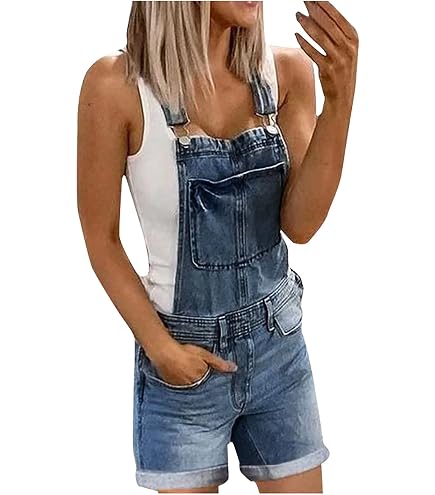 Combishort Jean Fille Vuncio - Salopette Sans Manches été 1-9 Ans Ample Et Confortable