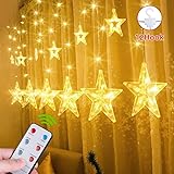 GlobaLink LED-ljusridå med 12 stjärnor 108 LED-ljuskedja Starlight Curtain Starlight med fjärrkontroll och timer 8 lägen Vatt