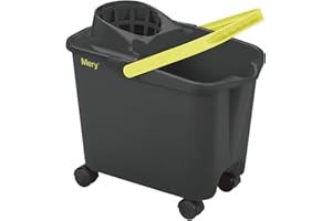 Mery | Secchio per mocio | Secchio con ruote girevoli | Secchio con gocciolatoio grande | Massima resistenza | Grigio | Capacità 14 litri