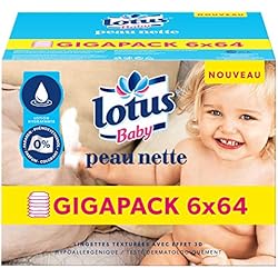 Lotus Baby Peau Nette - Lingette bébé - 6 paquets de 64 lingettes