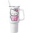 Silver Buffalo Sanrio Hello Kitty Halloween Spooky Skeleton Costume Stainless Steel Tumbler with Handle and Straw, Fits in Standard Cup Holder, 40 Ounces