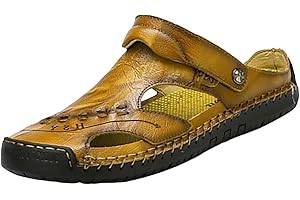 OBIQUZZ Mules en cuir pour homme - Sandales d'été fermées - Pantoufles respirantes en maille - Antidérapantes - Chaussures d'été - Chaussures de plage - Chaussures confortables - Tailles 38 à 48