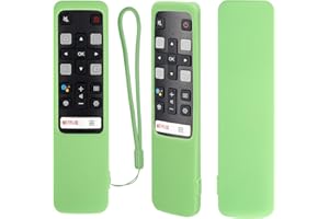 YiBiChin Silikonowe etui ochronne na pilot zdalnego sterowania TCL RC802V FMR1 FNR1 Smart Voice Remote Control, odporne na wstrząsy, zmywalne i przyjazne dla skóry, ochrona przed zgubieniem pilota z pętlą (świecące w ciemnozielonym)