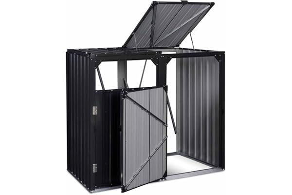 IDMarket - Cache Poubelle Double en Acier Gris Anthracite
