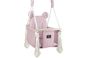 NATILU® Altalena per bambini Miss Bear | altalena in legno per bambini | altalena con orsacchiotto | prodotto nell'Unione Europea