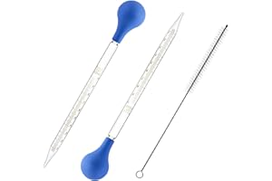 Funngy Glas Pipette Dropper,2 PCS Glas Pipette 10ml mit Gummi-Pipettierball und Reinigungsbürste Tropfpipette Glaspipette Pipette für Labor Lebensmittel Forschung Medizin und Schule