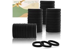 SYGY 100 PCS Hair Ties for Women, Elastic Cotton Thick Seamless Black Hair Bands, No Crease No Damage for Thick/Thin Hair, Soft Hair Ties Ponytail Holders Hair Accessories