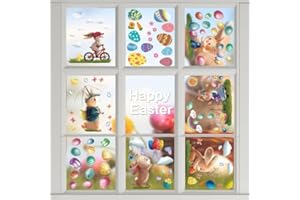 QQDBT Easter Window Stickers, 8 Sheets 119 PCS Easter Window Stickers Decorations Reusable, Easter PVC Static Stickers, Easter Window Cling Double Sided for Used for Home Office Shop Window Glass