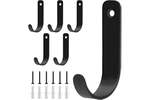 BATENGKEJI 6 Pcs Gancho Pared, Colgadores Ganchos Pared NegrosGanchos Percheros Pareds, Ganchos para Colgar Ropa Sombreros Bolsos Tazas Llaves en Dormitorios Baños Cocinas Salones Pasillos (Estilo Largo)