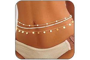 Reaky Boho Layered Sequins Waist Belly Chains Gold Beaded Waist Chain 3 Pcs Pearl Body Chains for Women