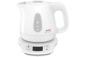 Tefal Bouilloire Aprecia Mini Control Blanche 0,8L Bouilloire Sans Fil 7 Choix de Température Ecran Digital Maintien au Chaud Résistance Cachée 2 Niveaux d'Eau Visibles 2200 W KO621110