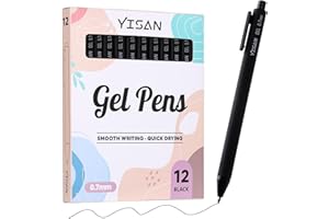 YISAN Penne gel nere,confezione da 12 penne a inchiostro retrattile 0,7 mm, ad asciugatura rapida, scrittura fluida,71051
