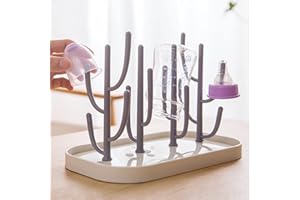 Qingning Scolabiberon, Rastrelliere asciuga biberon, Asciuga Biberon,Tiralatte e Accessori, Scola biberon, Bottiglia Stendino Scolabiberon, Scolare la bottiglia (grigio e Bianco)