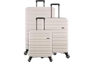 ANTLER - Set of 3 Suitcases - Clifton Luggage - Taupe, Cabin,Medium,Large - Strength Lightweight Suitcase for Travel - Luggage with 4 Wheels, Expandable Zip, Twist Grip Handle - TSA Approved Locks
