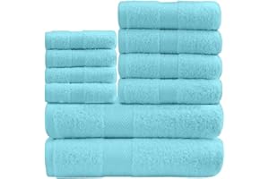 GC GAVENO CAVAILIA 10-Piece Towel Bale Set - Soft & Absorbent 450 GSM Bathroom Towels - Includes 2 Bath Towels, 4 Hand Towels, 4 Face Cloths - Premium Quality, Machine Washable - Aqua