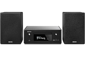 Denon CEOL N-11DAB Système Compact, amplificateur HiFi avec Haut-parleurs, Lecteur CD, Streaming de Musique, HEOS Multiroom, Bluetooth, Wi-FI, AirPlay 2, Alexa, 2 entrées TV optiques, Dab+ Radio