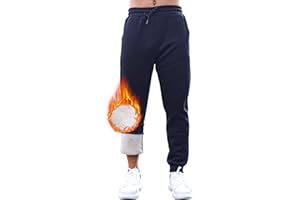 Tolaler Męskie spodnie do biegania, wyściełane, ciepłe i wygodne, spodnie rekreacyjne, regulowane, przytulne, ze sznurkiem i kieszeniami
