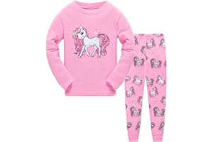 QHKEPW Girls Pyjamas Unicorn Dinosaur Mermaid Cat Kids Toddler Pjs Sets Cotton Long Sleeve Sleepwear 2 Piece Clothes Outfits Winter Nightwear 1-7 Years