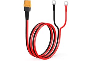 ELFCULB XT60 - Cable de terminal de junta tórica, 12 AWG XT60 hembra a junta tórica con cable puro estañado para batería RC, estación de energía solar portátil y panel solar (2 pies)
