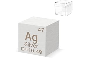 PFCKE 0.39" Silver Metal Element Cube 10MM Density Cubes 99.99% High Purity, Periodic Table of Elements Collection for Element Collections Hobbies, Pure Silver Cube(Ag 0.39 Inch)